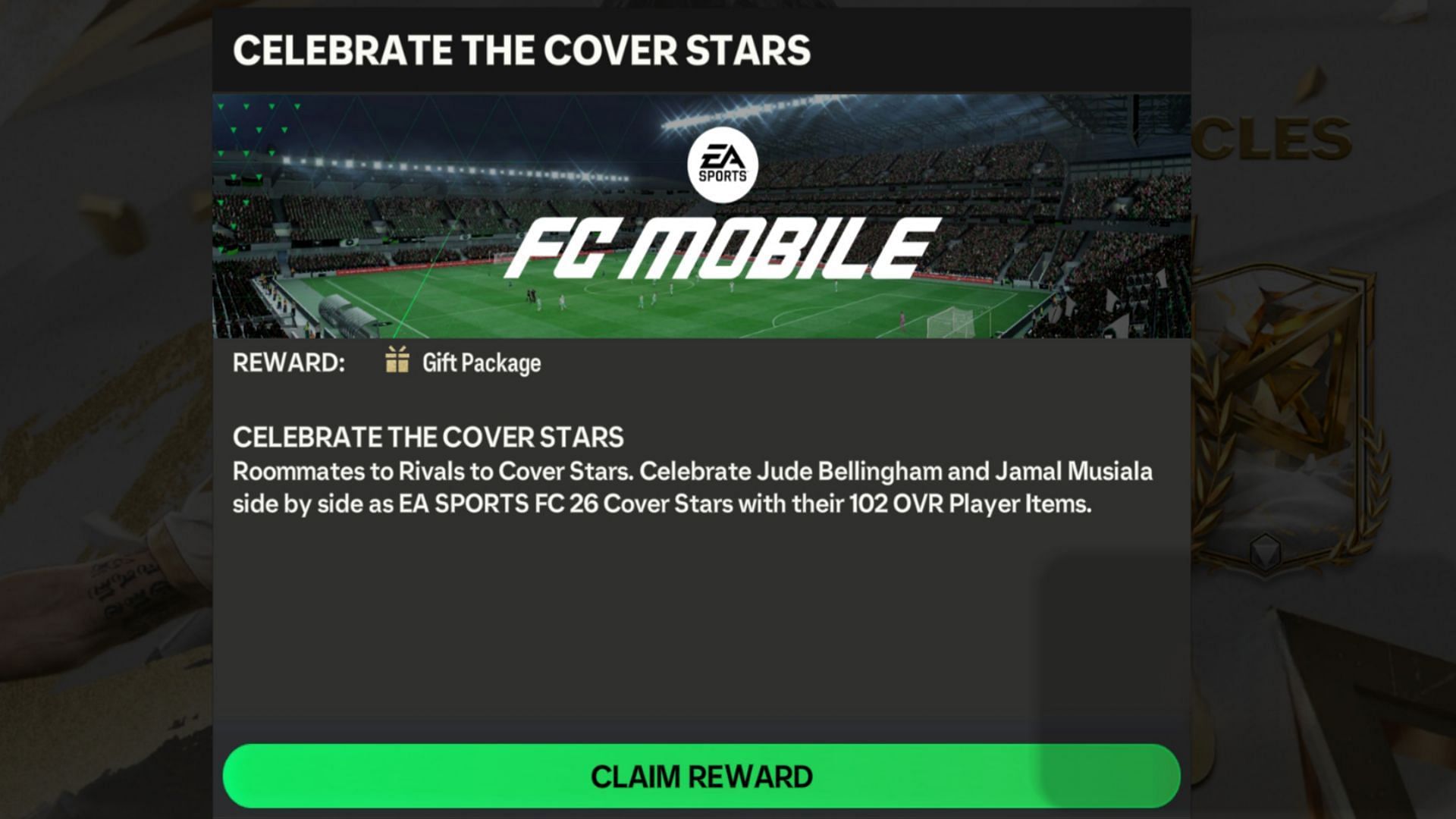 A snippet showing EA FC Mobile cover stars announced as gifts (Image via EA Sports)